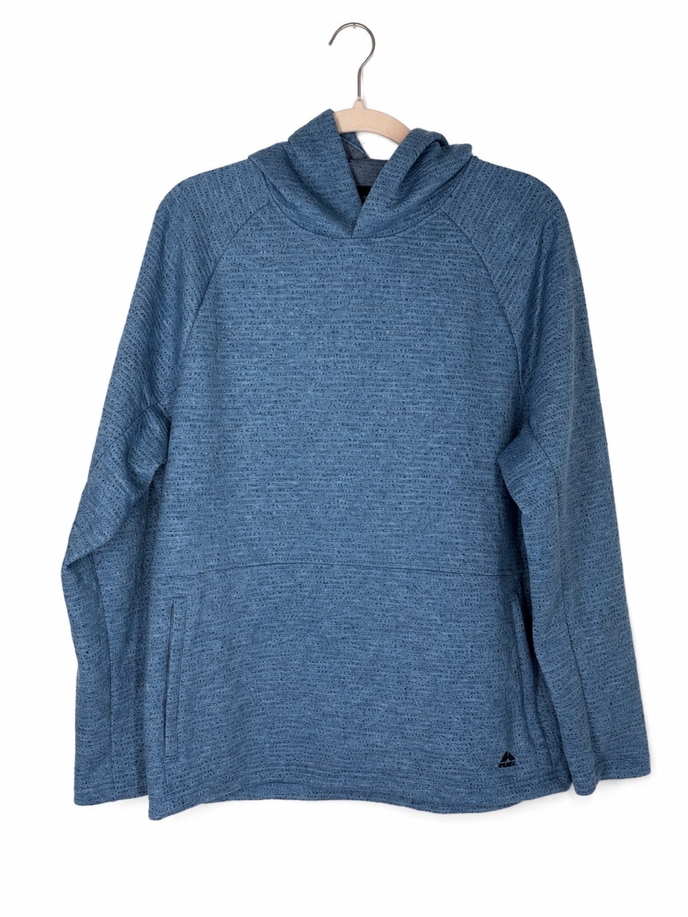 RBX Women’s Blue Textured Pullover Hoodie XL Zipper Pockets Activewear